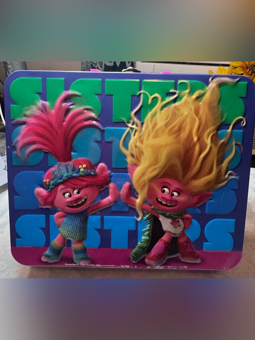 DreamWorks Trolls Sisters Tin Lunchbox - Pink, Yellow & Blue